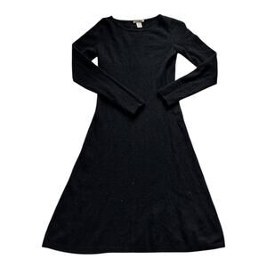 White + Warren Cashmere Long Sleeve Knee Length Sweaterdress Black Size Small